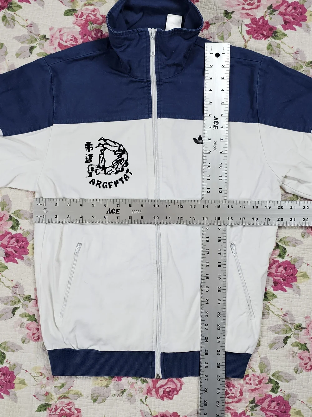Adidas SAMPLE Full Zip Jacket White/Blue Colorblock Argentat